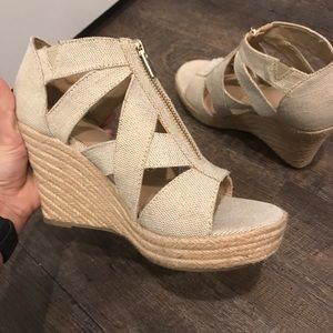 Gold Canvas Wedges